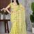 Yellow net embroidered thread work heavy look ethnic saree with blouse