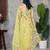 Yellow net embroidered thread work heavy look ethnic saree with blouse