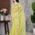 Yellow net embroidered thread work heavy look ethnic saree with blouse