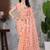 Peach net embroidered thread work heavy look ethnic saree with blouse