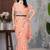 Peach net embroidered thread work heavy look ethnic saree with blouse
