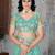 Turquoise net embroidered thread work heavy look ethnic saree with blouse