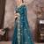 Teal georgette embroidered sequins work heavy look ethnic saree with blouse