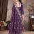 Purple georgette embroidered sequins work heavy look ethnic saree with blouse