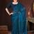 Teal silk embroidered sequins work heavy look ethnic saree with blouse