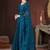 Teal silk embroidered sequins work heavy look ethnic saree with blouse