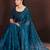 Teal silk embroidered sequins work heavy look ethnic saree with blouse