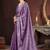Purple silk embroidered sequins work heavy look ethnic saree with blouse