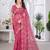 Pink net embroidered thread work heavy look ethnic saree with blouse