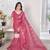 Pink net embroidered thread work heavy look ethnic saree with blouse