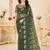 Green net embroidered thread work heavy look ethnic saree with blouse
