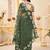 Green net embroidered thread work heavy look ethnic saree with blouse