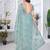 Teal net embroidered thread work heavy look ethnic saree with blouse