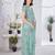 Teal net embroidered thread work heavy look ethnic saree with blouse
