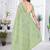 Green net embroidered thread work heavy look ethnic saree with blouse