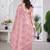 Pink net embroidered thread work heavy look ethnic saree with blouse