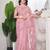Pink net embroidered thread work heavy look ethnic saree with blouse