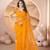 Yellow net embroidered aari work heavy look ethnic saree with blouse