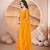 Yellow net embroidered aari work heavy look ethnic saree with blouse