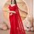 Red net embroidered aari work heavy look ethnic saree with blouse
