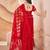 Red net embroidered aari work heavy look ethnic saree with blouse