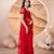 Red net embroidered aari work heavy look ethnic saree with blouse