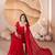 Red net embroidered aari work heavy look ethnic saree with blouse