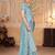 Teal georgette embroidered thread work heavy look ethnic saree with blouse