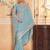 Teal georgette embroidered thread work heavy look ethnic saree with blouse