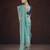 Teal georgette embroidered sequins work heavy look ethnic saree with blouse