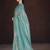 Teal georgette embroidered sequins work heavy look ethnic saree with blouse