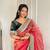 Red banarasi silk embroidered sequins work heavy look ethnic saree with blouse