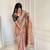 Peach banarasi silk embroidered sequins work heavy look ethnic saree with blouse