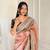Peach banarasi silk embroidered sequins work heavy look ethnic saree with blouse