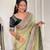 Green banarasi silk embroidered sequins work heavy look ethnic saree with blouse