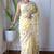 Yellow net embroidered aari work heavy look ethnic saree with blouse