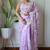 Lavender net embroidered aari work heavy look ethnic saree with blouse