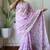 Lavender net embroidered aari work heavy look ethnic saree with blouse