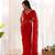 Red net embroidered aari work heavy look ethnic saree with blouse