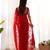 Red net embroidered aari work heavy look ethnic saree with blouse