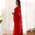 Red net embroidered aari work heavy look ethnic saree with blouse