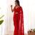 Red net embroidered aari work heavy look ethnic saree with blouse