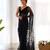 Black net embroidered aari work heavy look ethnic saree with blouse
