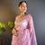 Lavender net embroidered thread work heavy look ethnic saree with blouse