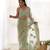 Green net embroidered thread work heavy look ethnic saree with blouse