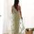 Green net embroidered thread work heavy look ethnic saree with blouse