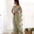Green net embroidered thread work heavy look ethnic saree with blouse