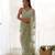 Green net embroidered thread work heavy look ethnic saree with blouse