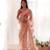 Peach net embroidered thread work heavy look ethnic saree with blouse