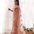 Peach net embroidered thread work heavy look ethnic saree with blouse